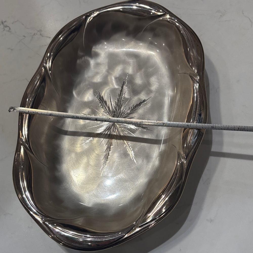 WMF Ikora Vintage Silver Plated Footed Dish Tray Oval Star Design Luster MCM - Picture 8 of 9